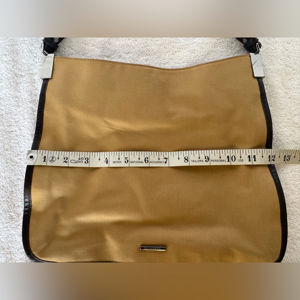 Gucci Vintage khaki brown canvas and leather trim web detail hobo. - Picture 12 of 15